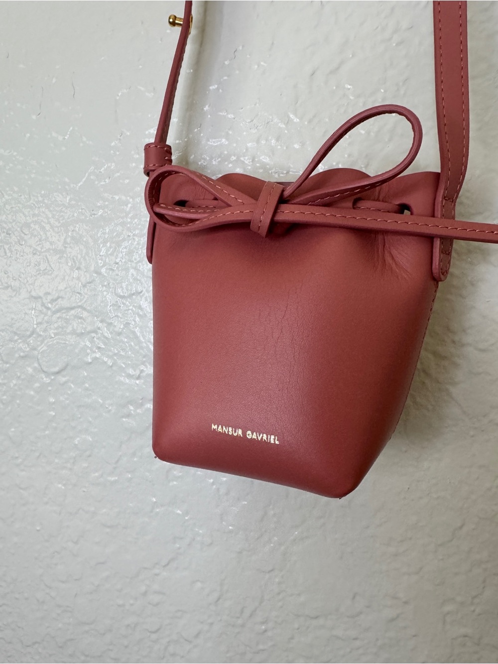Mansur Gavriel Red Leather Mini Bucket Crossbody - Picture 3 of 15